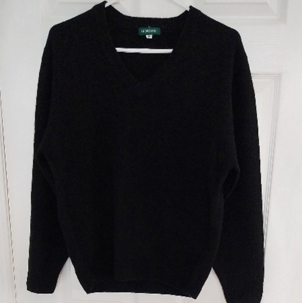 Vibrant LAMBSWOOL Blend Black V-Neck Sweater